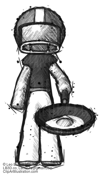 Sketch Football Player Man Frying Egg In Pan Or Wok #8239