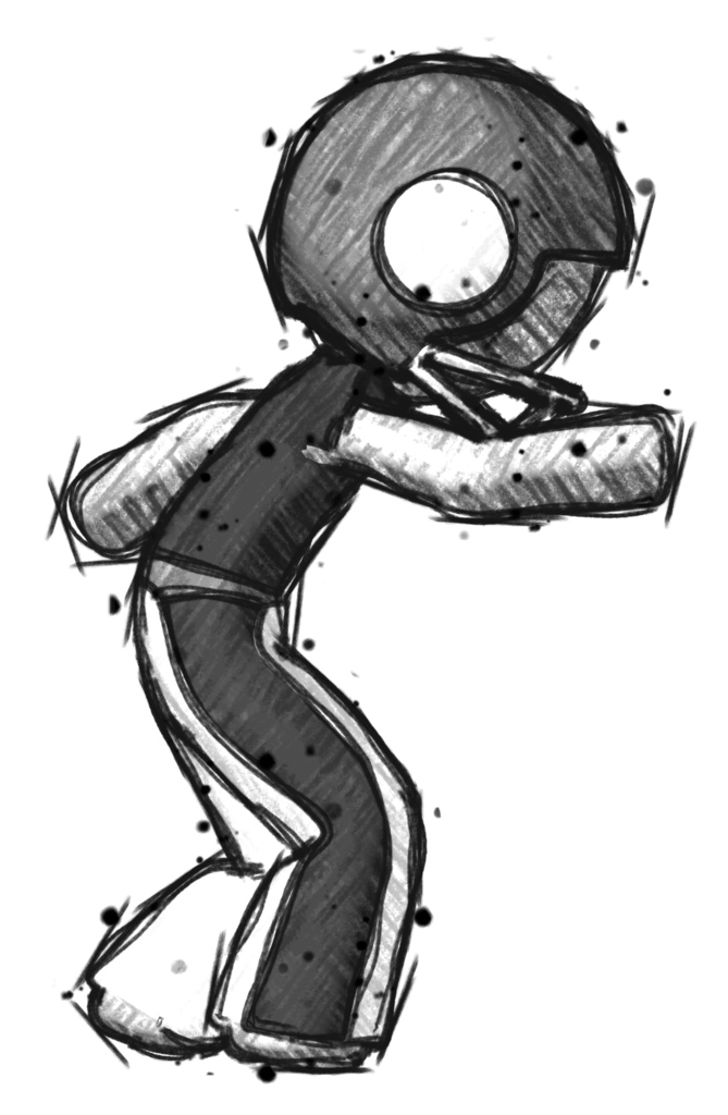 Sketch Football Player Man sneaking while reaching for something