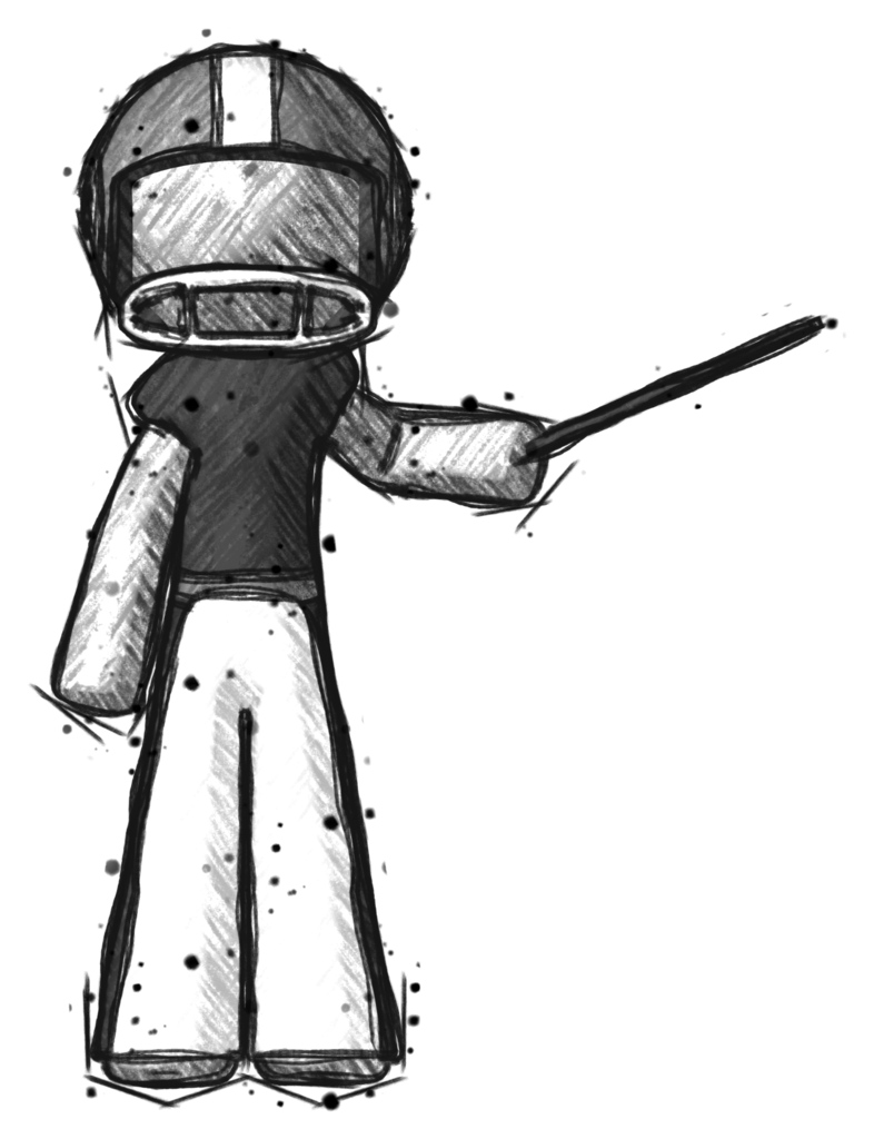 Sketch Football Player Man Teacher or conductor with stick or baton directing