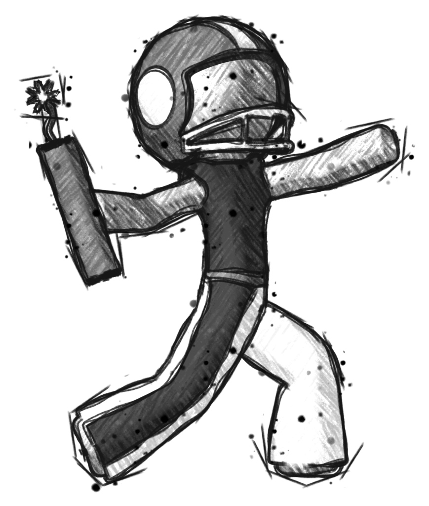 Sketch Football Player Man throwing dynamite