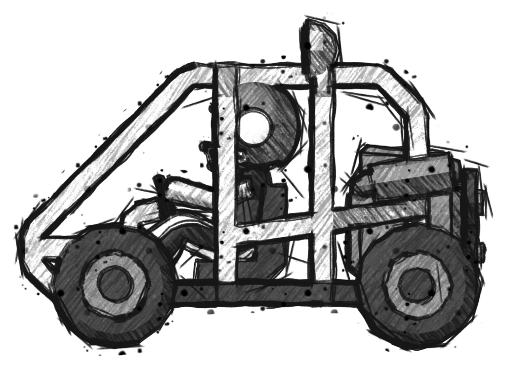 Sketch Football Player Man riding sports buggy side view