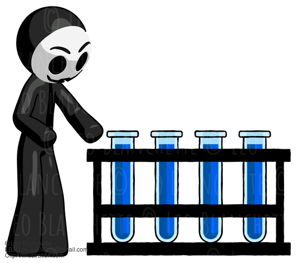 Black Little Anarchist Hacker Man Using Test Tubes Or Vials On Rack #8303