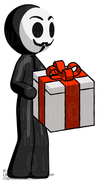 Black Little Anarchist Hacker Man Giving A Present #8305