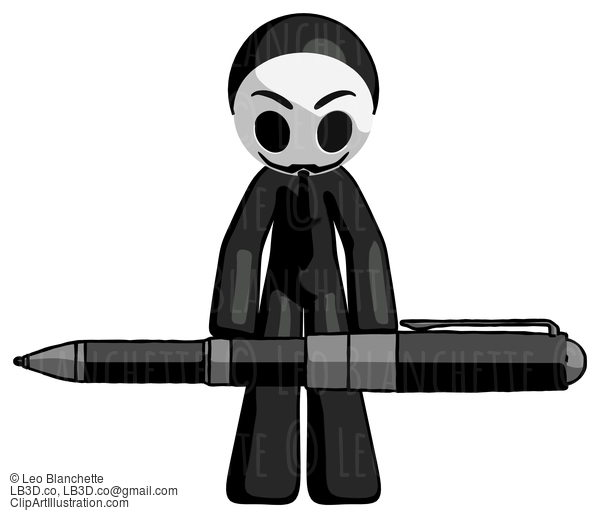 Black Little Anarchist Hacker Man Weightlifting A Giant Pen #8311