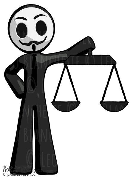 Black Little Anarchist Hacker Man Holding Scales Of Justice #8312