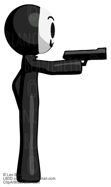 Black Little Anarchist Hacker Man Firing A Handgun #8319