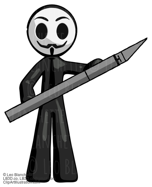 Black Little Anarchist Hacker Man Holding Large Scalpel #8338