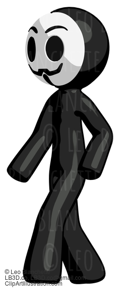 Black Little Anarchist Hacker Man Man Walking Turned Left Front View #8345