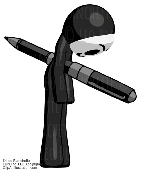 Black Little Anarchist Hacker Man Impaled Through Chest With Giant Pen #8352