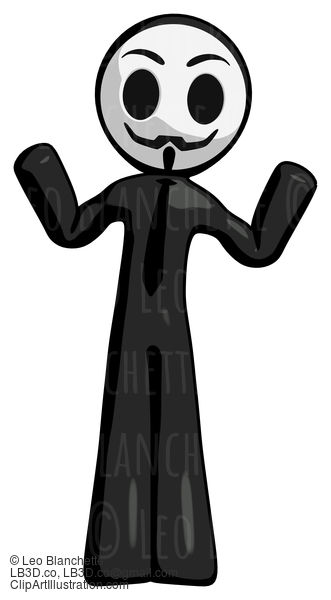 Black Little Anarchist Hacker Man Shrugging Confused #8364