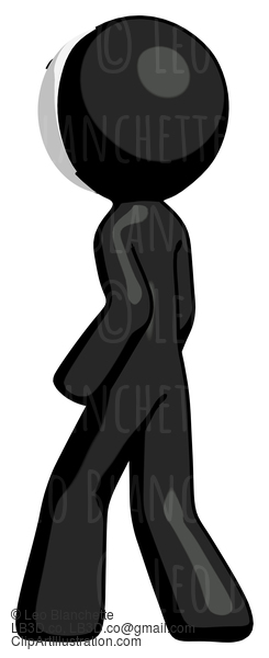 Black Little Anarchist Hacker Man Walking Away Direction Left View #8369