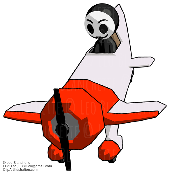 Black Little Anarchist Hacker Man In Geebee Stunt Plane Descending Front Angle View #8391