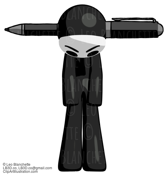 Black Little Anarchist Hacker Man Head Impaled With Pen #8402