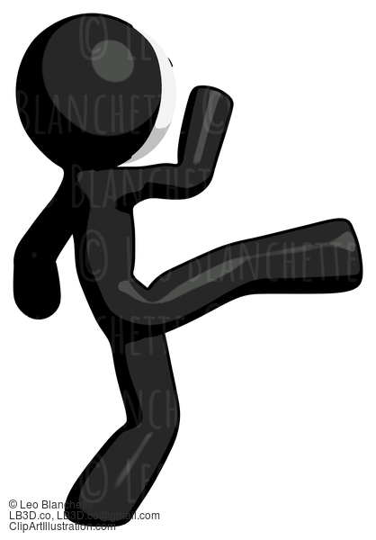 Black Little Anarchist Hacker Man Kick Pose #8408