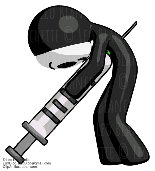 Black Little Anarchist Hacker Man Lethal Injection, Impaled On Syringe #8414