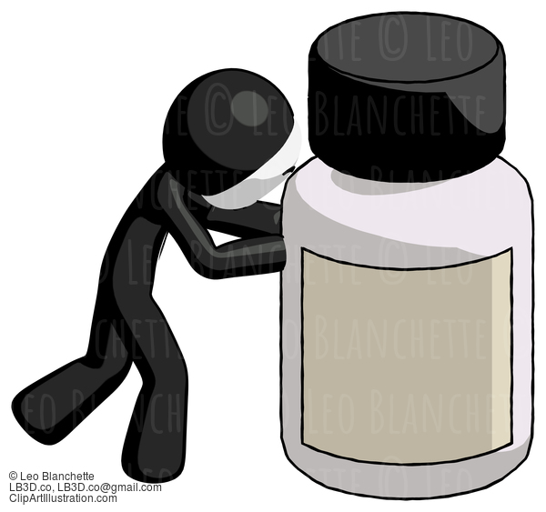 Black Little Anarchist Hacker Man Pushing Large Medicine Bottle #8418