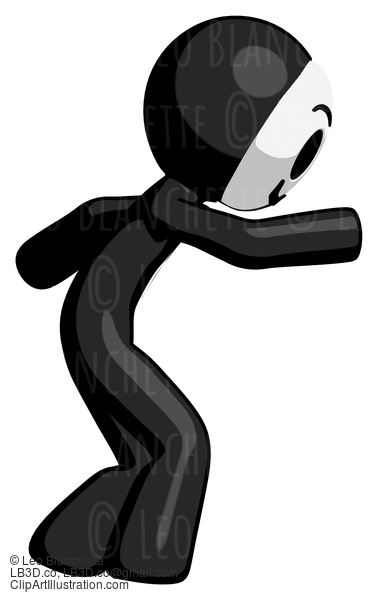 Black Little Anarchist Hacker Man Sneaking While Reaching For Something #8422