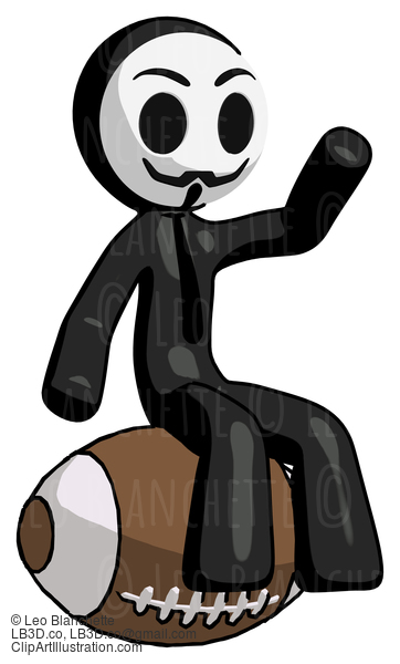 Black Little Anarchist Hacker Man Sitting On Giant Football #8425