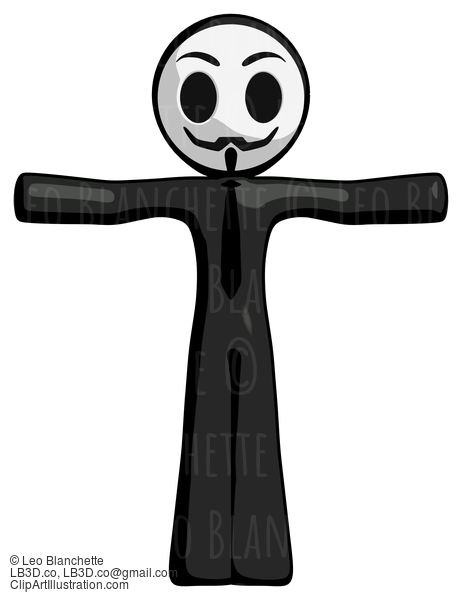 Black Little Anarchist Hacker Man T-Pose Arms Up Standing #8426