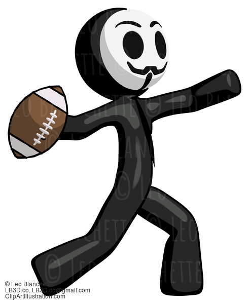 Black Little Anarchist Hacker Man Throwing Football #8428