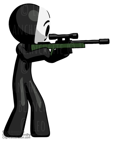 Black Little Anarchist Hacker Man Shooting Sniper Rifle #8437