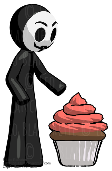 Black Little Anarchist Hacker Man With Giant Cupcake Dessert #8442