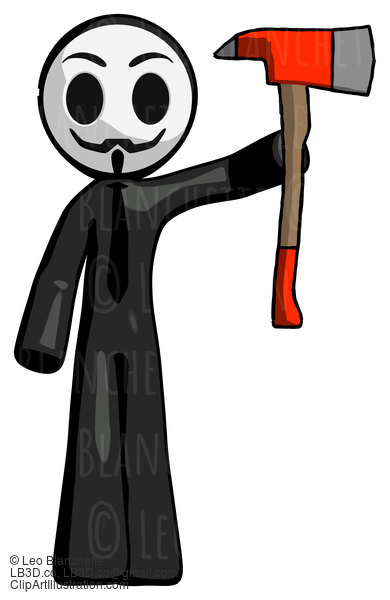 Black Little Anarchist Hacker Man Holding Up Firefighter’S Ax #8450