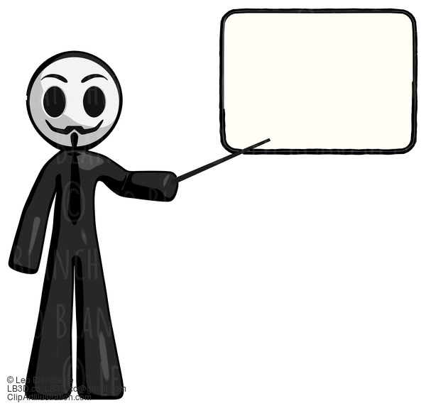 Black Little Anarchist Hacker Man Giving Presentation In Front Of Dry-Erase Board #8456