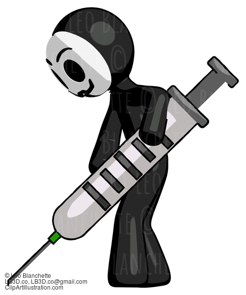 Black Little Anarchist Hacker Man Using Syringe Giving Injection #8460