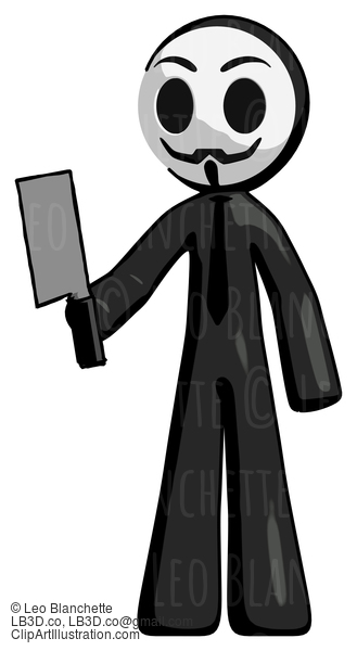 Black Little Anarchist Hacker Man Holding Meat Cleaver #8467