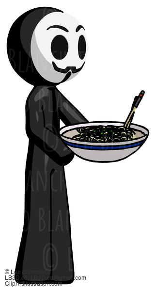 Black Little Anarchist Hacker Man Holding Noodles Offering To Viewer #8474