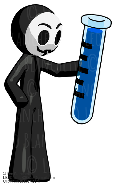 Black Little Anarchist Hacker Man Holding Large Test Tube #8506