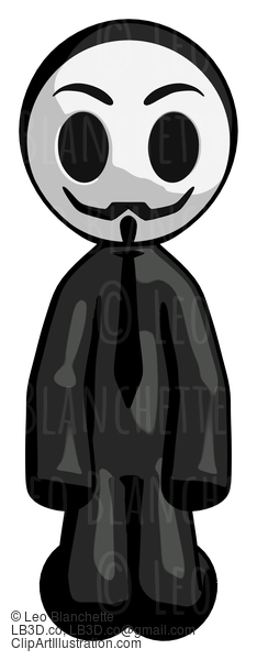 Black Little Anarchist Hacker Man Kneeling Front Pose #8509