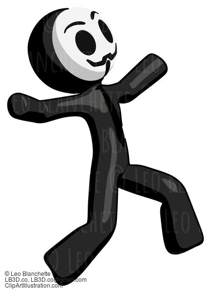 Black Little Anarchist Hacker Man Running Away In Hysterical Panic Direction Right #8519