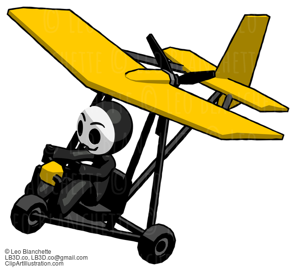 Black Little Anarchist Hacker Man In Ultralight Aircraft Top Side View #8524