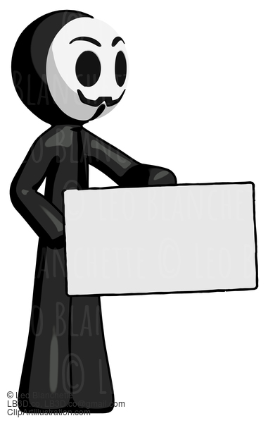 Black Little Anarchist Hacker Man Presenting Large Envelope #8528