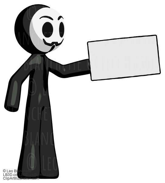 Black Little Anarchist Hacker Man Holding Large Envelope #8536