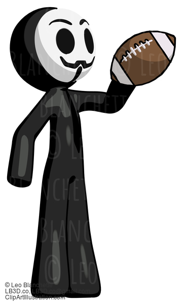 Black Little Anarchist Hacker Man Holding Football Up #8540