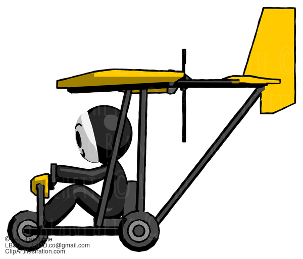 Black Little Anarchist Hacker Man In Ultralight Aircraft Side View #8572