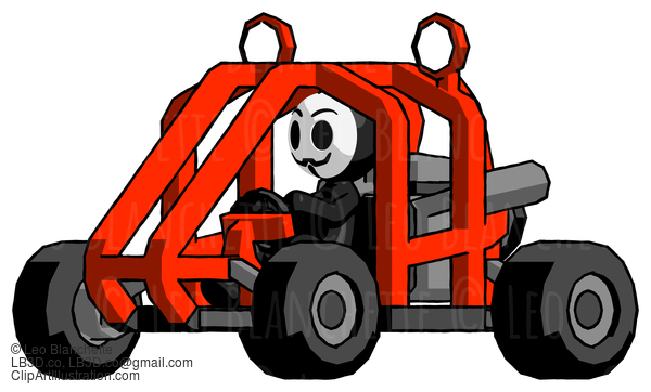 Black Little Anarchist Hacker Man Riding Sports Buggy Side Angle View #8583