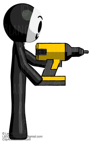 Black Little Anarchist Hacker Man Using Drill Drilling Something On Right Side #8584