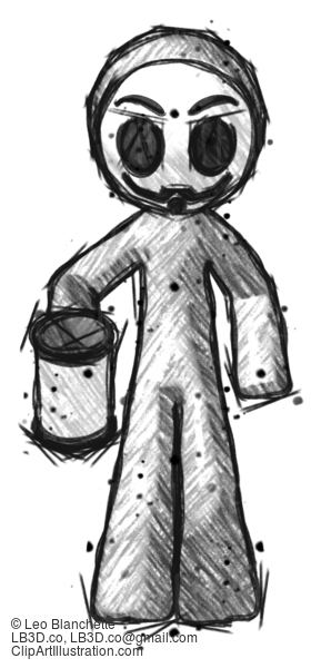 Sketch Little Anarchist Hacker Man Begger Holding Can Begging Or Asking For Charity #14750