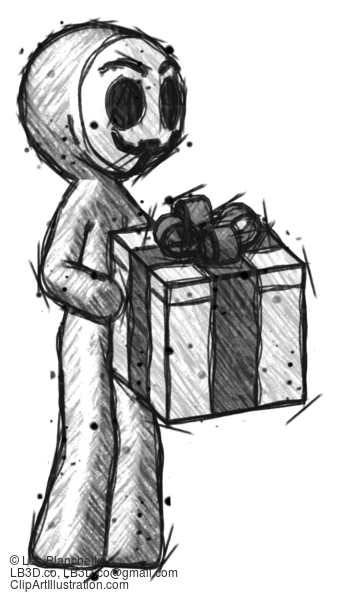 Sketch Little Anarchist Hacker Man Giving A Present #14812