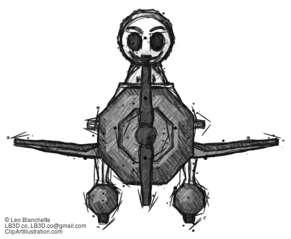 Sketch Little Anarchist Hacker Man In Geebee Stunt Plane Front View #14828