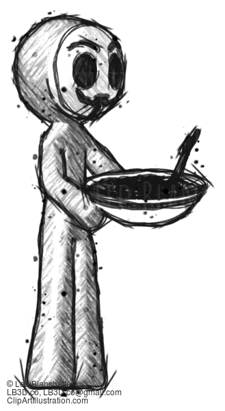 Sketch Little Anarchist Hacker Man Holding Noodles Offering To Viewer #14863