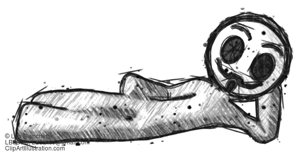 Sketch Little Anarchist Hacker Man Reclined On Side #14893