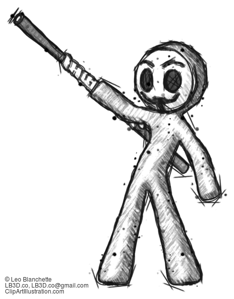 Sketch Little Anarchist Hacker Man Bo Staff Pointing Up Pose #14915