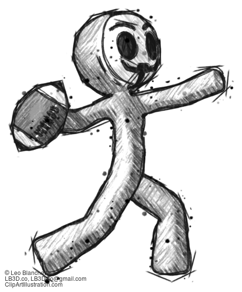 Sketch Little Anarchist Hacker Man Throwing Football #14941