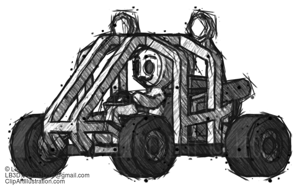 Sketch Little Anarchist Hacker Man Riding Sports Buggy Side Angle View #14965