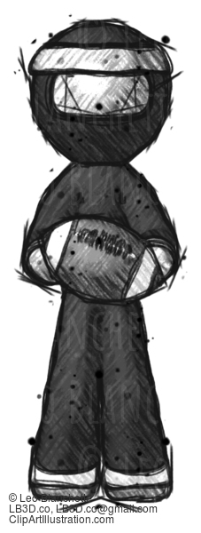 Sketch Ninja Warrior Man Giving Football To You #15352